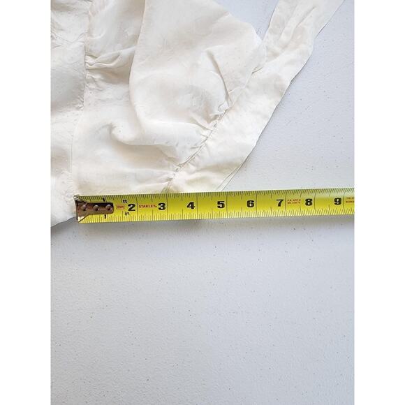 The Kooples Shirt Womens Small White Silk Blend Puff Sleeve Button Jacquard - Picture 12 of 15